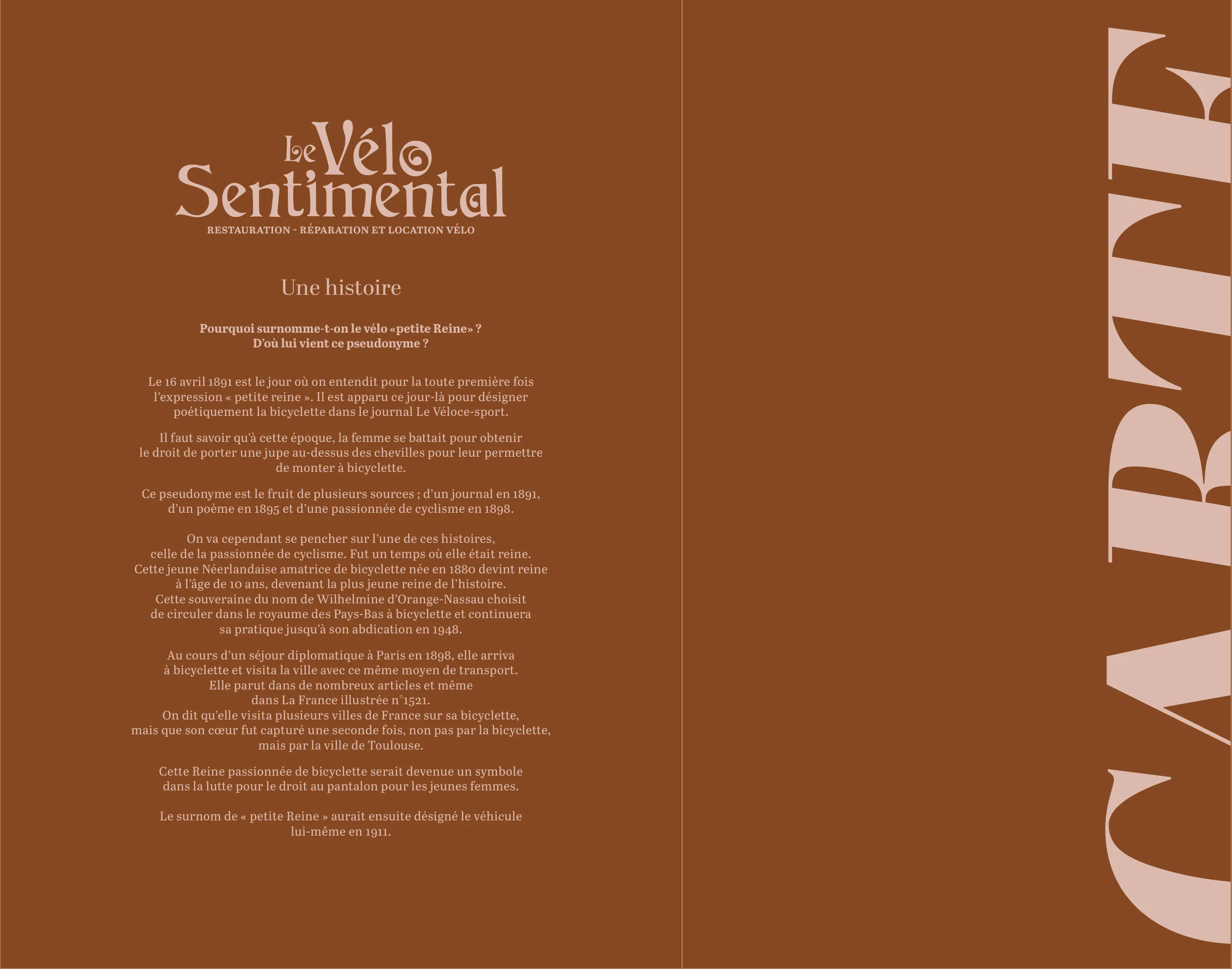 Page du menu de la carte du restaurant